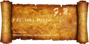 Füleki Milla névjegykártya